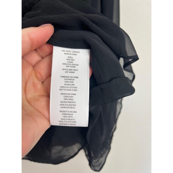 Joie Blouse Womens Small Black Silk Sheer Ruffle Peplum Long Sleeve Top - Picture 4 of 7